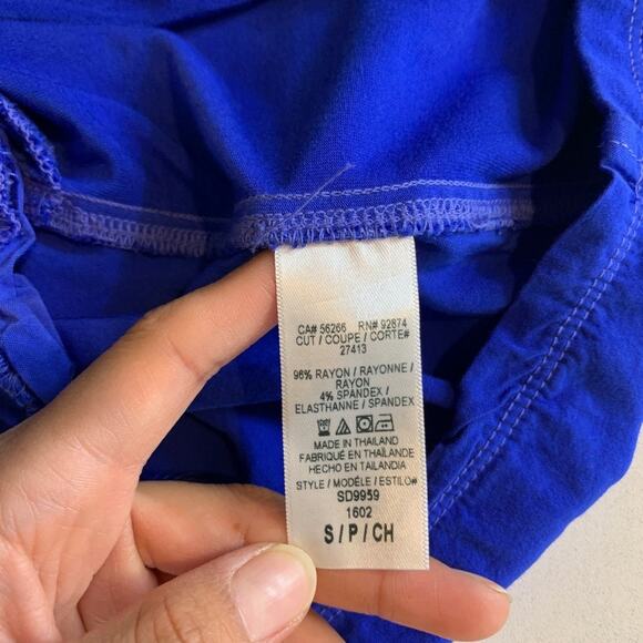 Splendid Tee Dress Womens S Small Royal Short Sleeve Chest Pockets Stretch Mini - Picture 9 of 11